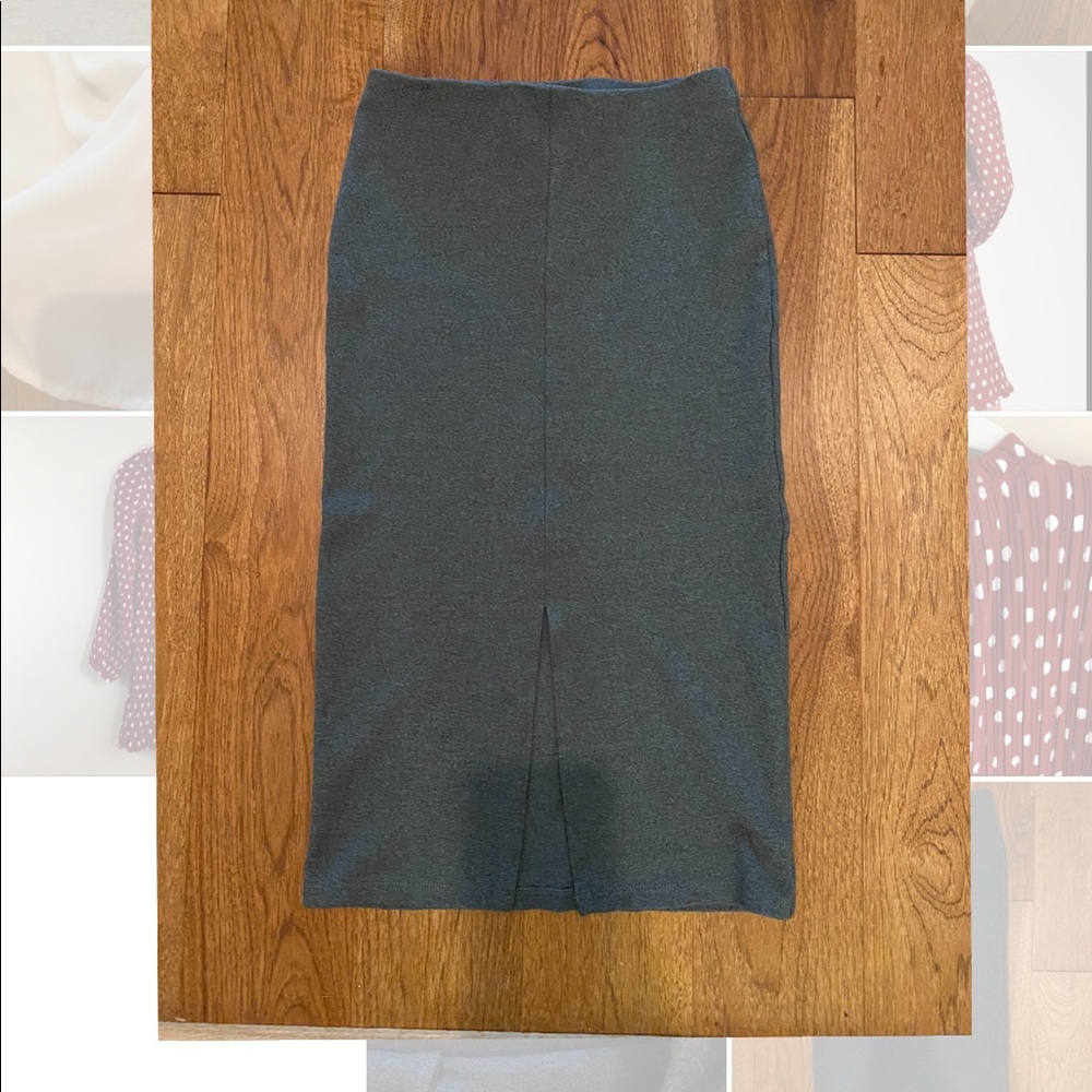 H&M grey high waist stretchy business casual skirt